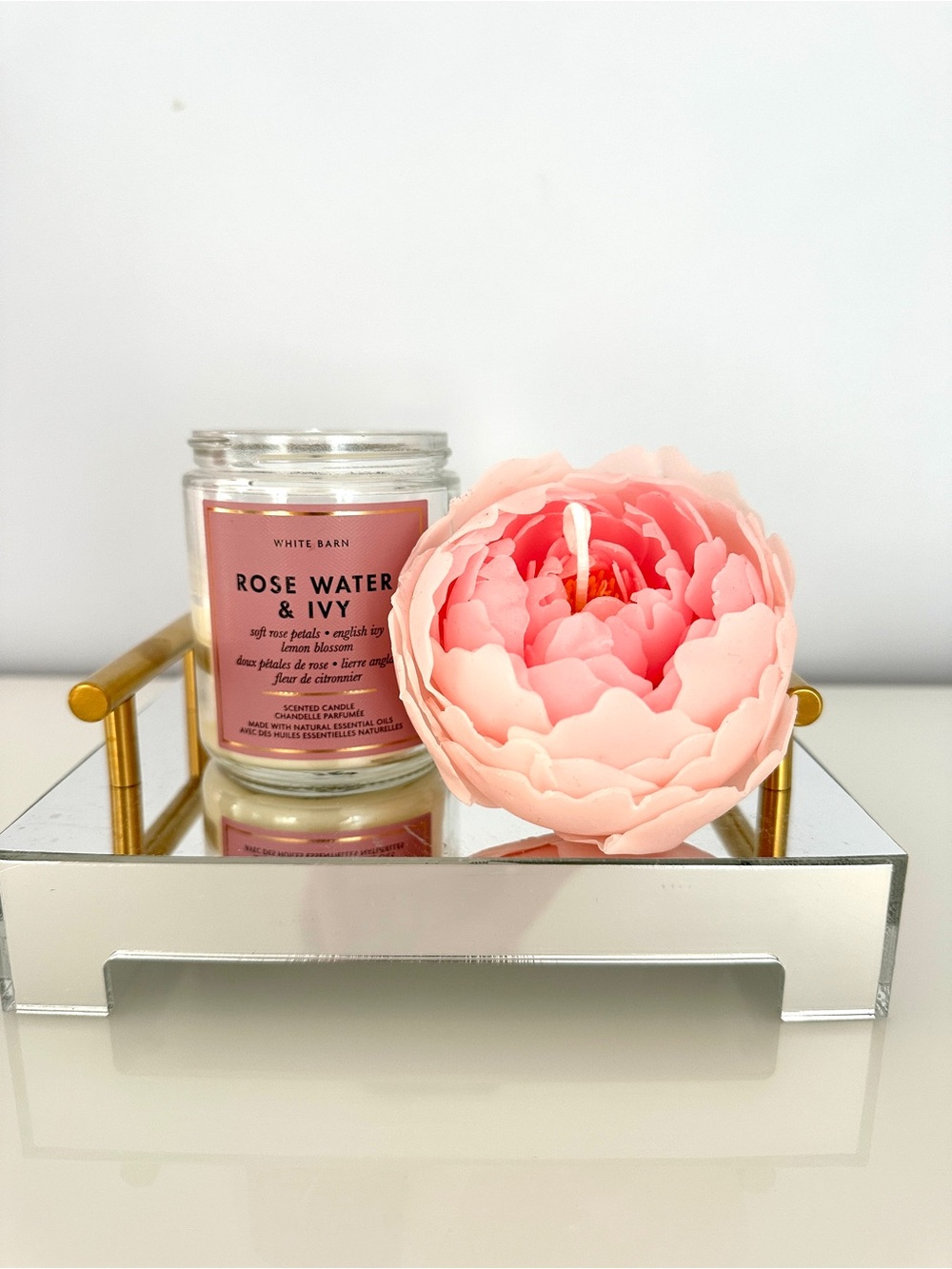White Barn Rose Water & Ivy Floral Pink Candle Set